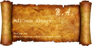 Mónus Albert névjegykártya